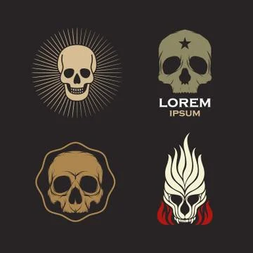 Skull logo design icon vector set Stock Illustration