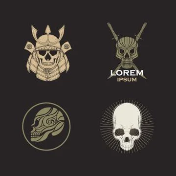 Skull logo design icon vector set Stock Illustration
