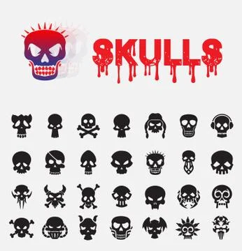Skull logo designs Stock Illustration