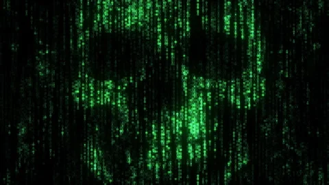 Skull made of binary digital code seamless loop animation Stock Footage 253788966