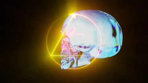 Skull with magic sign Video stock 312837569