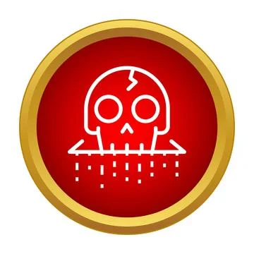 Skull malware virus icon causing data breach warning Illustrazione stock