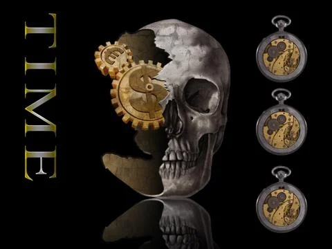 Skull marking time Stock Illustration