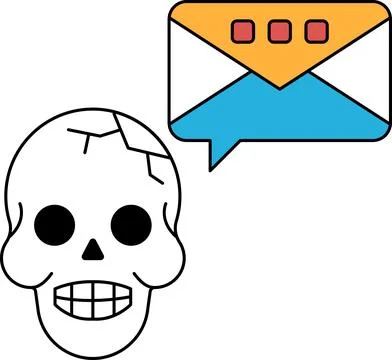 A skull with a message on it that says "Send me an email" Stock Illustration