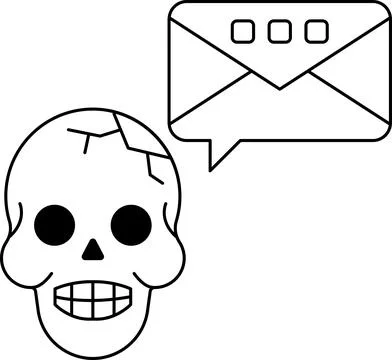 A skull with a message on it that says "Send me an email" Stock Illustration