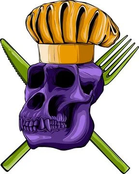 Skull Monkey Chef Restaurant Kitchen Cartoon Mascot Stock Illustration