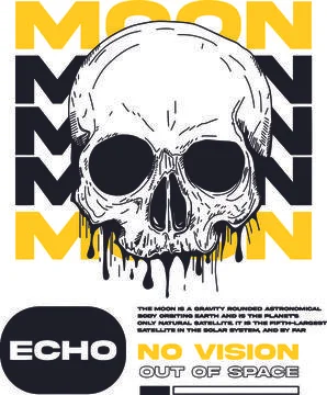 Skull with moon slogan Stock Illustration