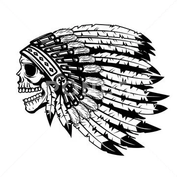 Skull in native american indian chief headdress. Design element Stock Illustration