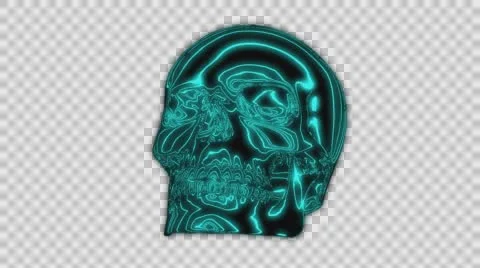 Skull Neon Rotates Stock Footage 62891849