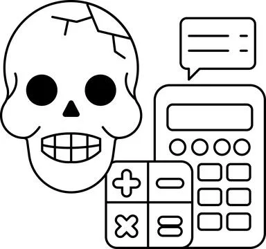 A skull is next to a calculator Stock Illustration