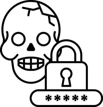 A skull is next to a lock with a keyhole Stock Illustration