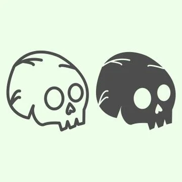 Skull organ line and solid icon. Human head anatomy outline style pictogram on イラスト素材