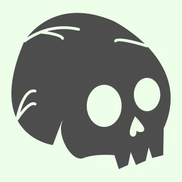 Skull organ solid icon. Human head anatomy glyph style pictogram on white Illustrazione stock