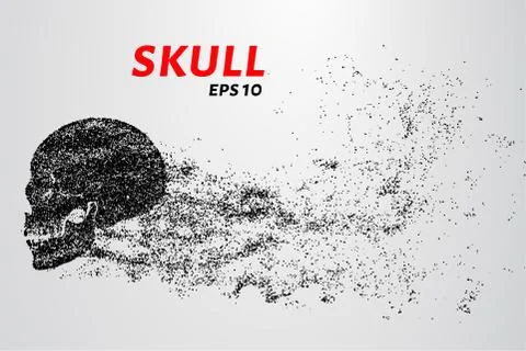 Skull of the particles. The skull consists of circles and points. Vector illu Stock Illustration