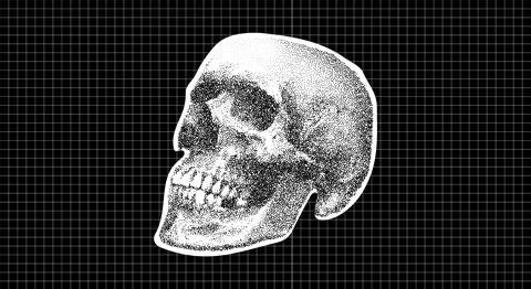 Skull Patch on Black Centimetre Paper Background. Halloween Gothic Design Stock Illustration