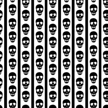 Skull pattern on a black and white background Stock Illustration