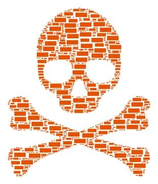 Skull Pattern of Building Brick Icons Stock Illustration