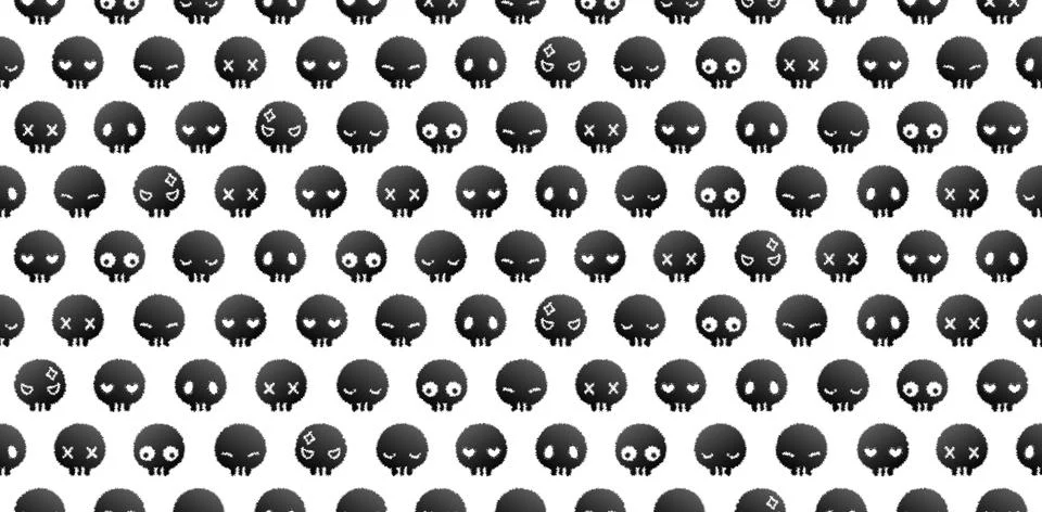 Skull Pattern cute emoji Stock Illustration