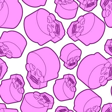 Skull pattern seamless. Skeleton background. undead texture Vector Stock Illustration