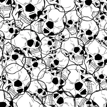 Skull pattern seamless. Skeleton head background. vector texture Stock Illustration