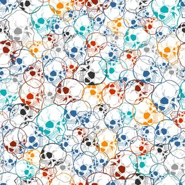 Skull pattern seamless. Skeleton head background. vector texture Illustrazione stock