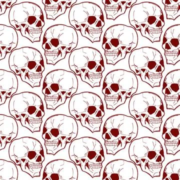 Skull pattern seamless. Skeleton head background. vector texture Stock Illustration