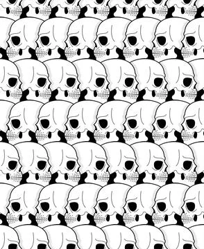 Skull pattern seamless. skeleton head background. bone texture Stock Illustration