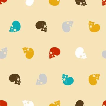 Skull pattern seamless. skeleton head background. bone texture Stock Illustration
