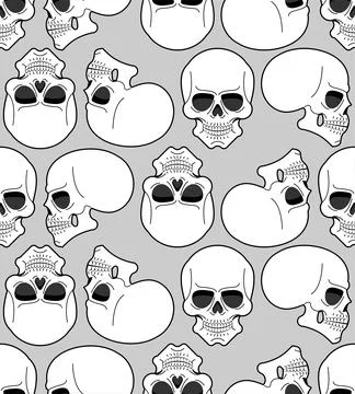 Skull pattern seamless. skeleton head background. bone texture Stock Illustration