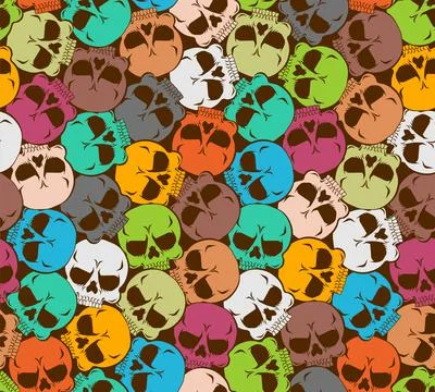Skull Pattern seamless. Skeleton head Background. Vector texture 스톡 일러스트