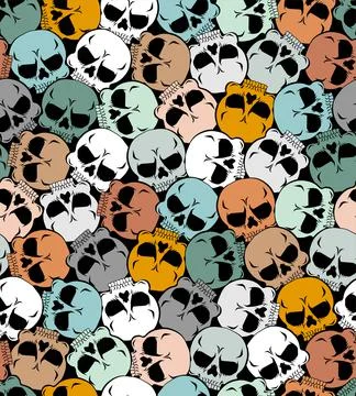 Skull Pattern seamless. Skeleton head Background. Vector texture Stock Illustration