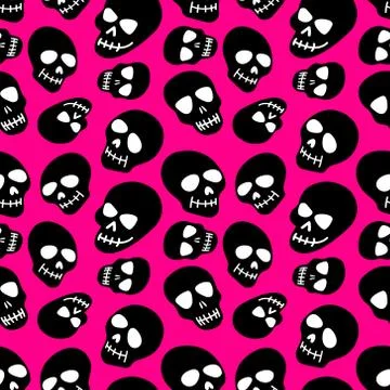 The skull pattern skulls on a black background Stock Illustration