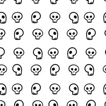 Skull pattern on transparent background, vector graphics, simple design. Illustration
