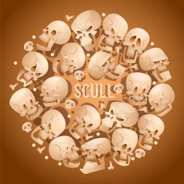 Skull pattern vector dead head crossbones human tattoo illustration thick Stock Illustration