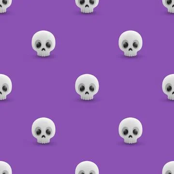 Skull Pattern Vector Illustration. Seamless Skull Pattern on Purple Background Stock Illustration