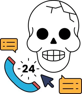 Skull with a phone and a computer mouse Stock Illustration