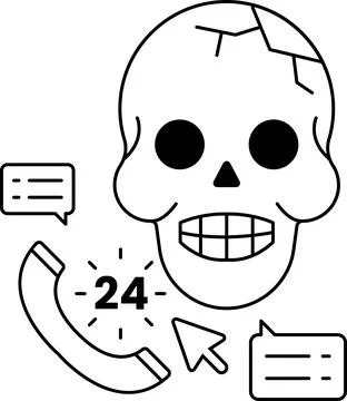 Skull with a phone and a computer mouse Stock Illustration