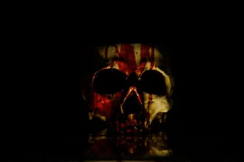 Skull photo  with streaks of blood Stock Photos