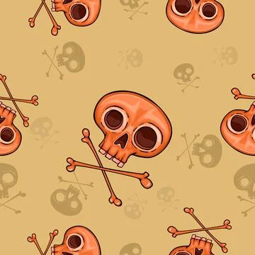 Skull pirate crossbones seamless pattern. Vector illustration Stock Illustration