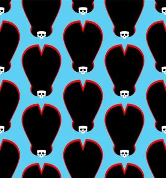 Skull pirate in hat pattern seamless. vector background 스톡 일러스트