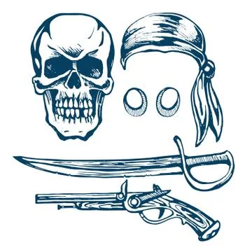 The skull of a pirate. Stock Illustration