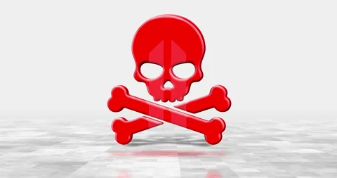 Skull pirates and cyberattack 3d symbol on light background Stock Footage 304457234