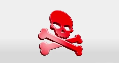 Skull pirates and cyberattack 3d symbol loop seamless Stock Footage 304554913