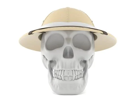 Skull with pith helmet Stock Illustration