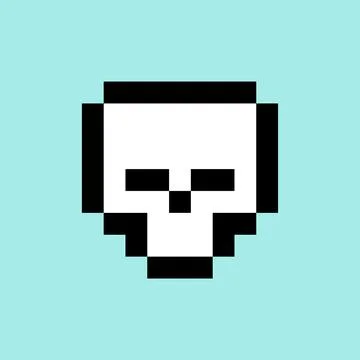 Skull Pixel art. 8 bit skeleton head. pixelated Vector illustration Stock Illustration