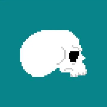 Skull pixel art. 8 bit cranium. pixelated Vector illustration Stock Illustration
