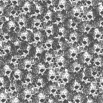 Skull pixel art pattern seamless. pixelated Skeleton head background. 8 bit v Illustrazione stock