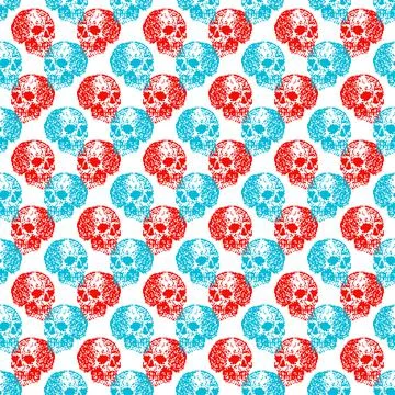 Skull pixel art pattern seamless. pixelated Skeleton head background. 8 bit v Stock Illustration