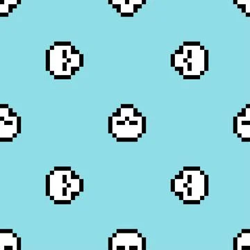 Skull Pixel art Pattern seamless. 8 bit skeleton head Background. pixelated t Stock Illustration