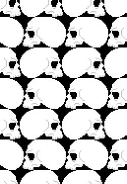 Skull pixel art pattern seamless. 8 bit cranium background. pixelated Vector  Stock Illustration